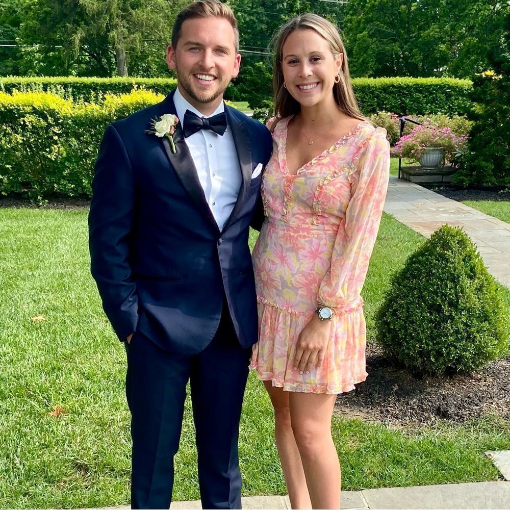 LIKELY | Mia Dress in Peach/ Pink Floral Mini Ruffle Dress Size 6 - Picture 2 of 6